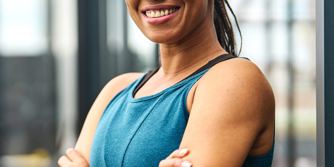 Athletic woman in fitness attire.
